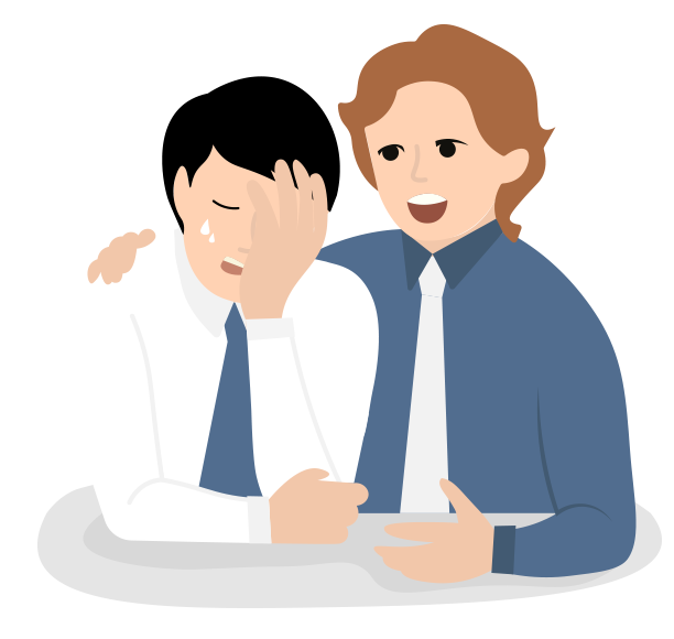 two people crying together clipart